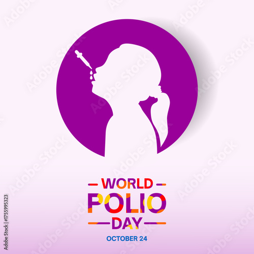 Silhouette of a girl receiving oral polio drops for World Polio Day.