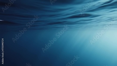 Underwater view showcasing calming blue tones with light rays penetration