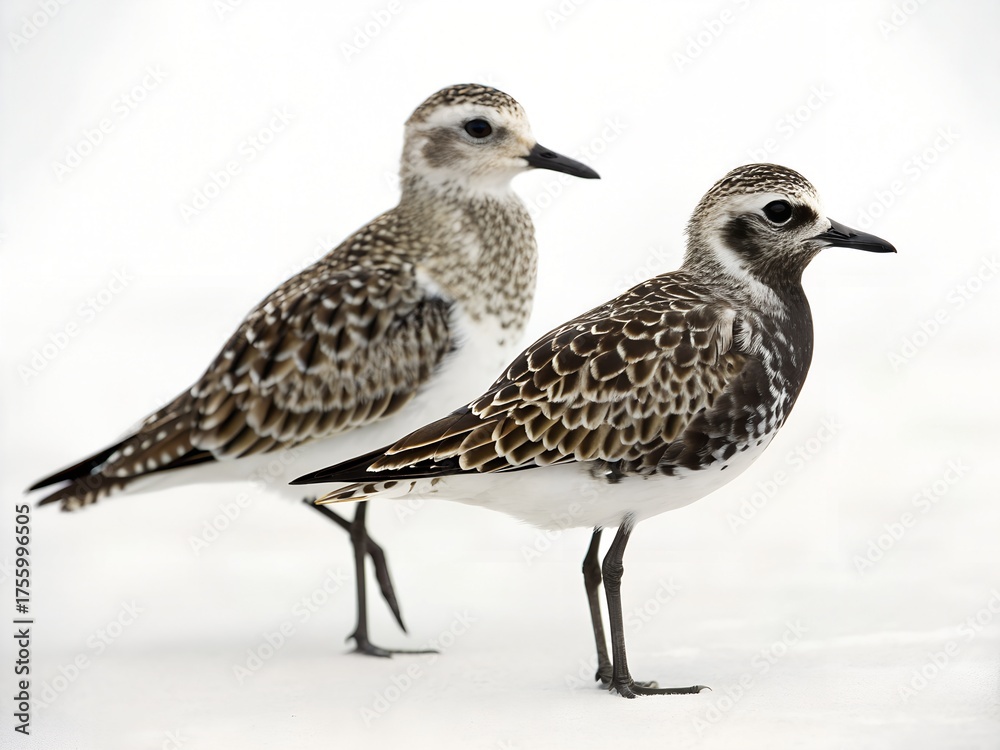 Obraz premium Black-bellied Plover Couple Isolated on White