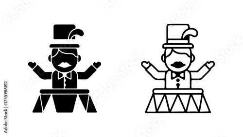 Circus performer on platform with transparent background