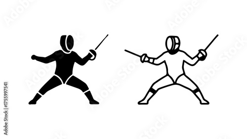 Fencing athletes in action with transparent background