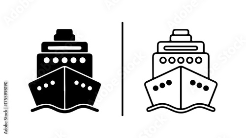 Cruise ship icons with transparent background