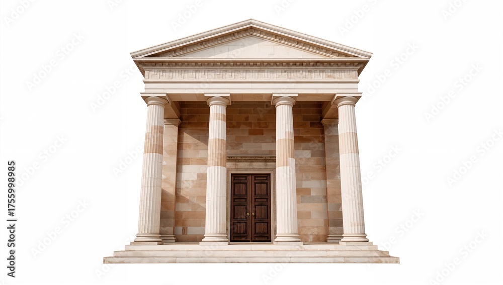 Naklejka premium Ancient structure featuring Doric columns and white marble arches in vector art style