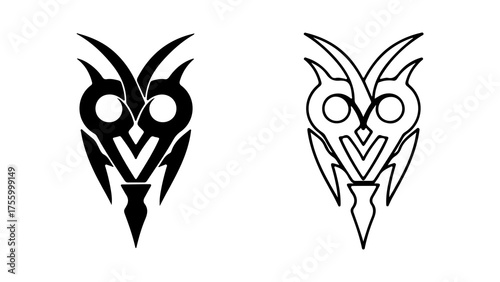 Stylized owl emblems with transparent background