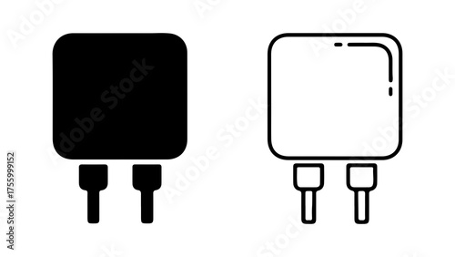 Power adapter with two prongs with transparent background