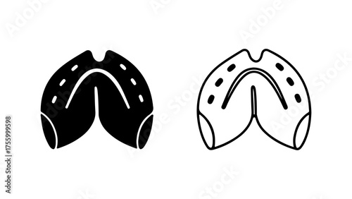 Fortune cookie outline and solid with transparent background