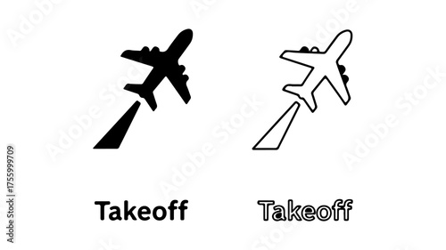 Airplane takeoff icon with transparent background
