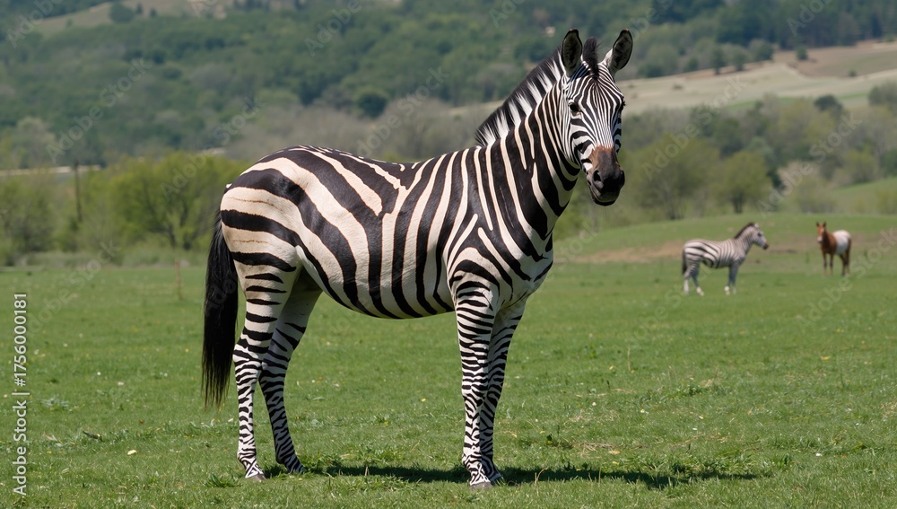 Naklejka premium A hybrid animal combining a zebra and a horse called a Zorse