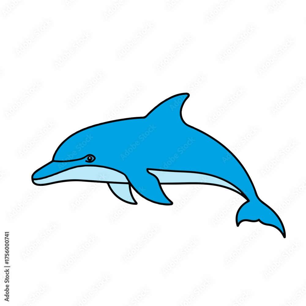 Fototapeta premium Swimming dolphin against clean white backdrop. This swimming dolphin is a captivating sea creature, showcasing aquatic grace and beauty in ocean world, sea life.