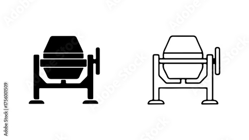 Concrete mixer icon with transparent background