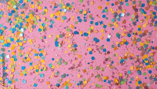 Celebratory confetti scattered against a pastel pink backdrop