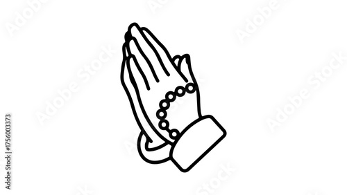Praying hands with rosary with transparent background