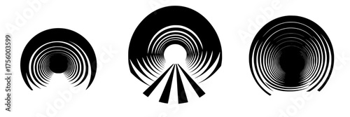 Graphic representation of concentric circles illustrating depth perception and perspective in visual art