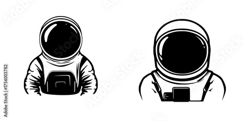 Astronaut designs showcasing two unique helmet styles with intricate detailing capturing the essence of space exploration