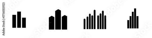 Stylized architecture designs featuring varying heights and shapes in a minimalist style