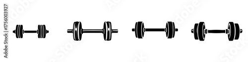 Detailed illustration of various dumbbell weights used for strength training in fitness routines