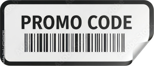 Promo code barcode label isolated on transparent background