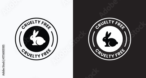 Cruelty Free label, logo, badge, icon, sticker, symbol, emblem, stamp, green, line, flat vector, isolated illustration. Cruelty free not tested on animals label for product packaging design.