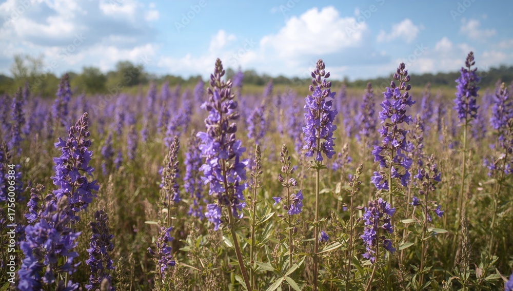 Obraz premium Expanse of violet-blue salvia blossoms