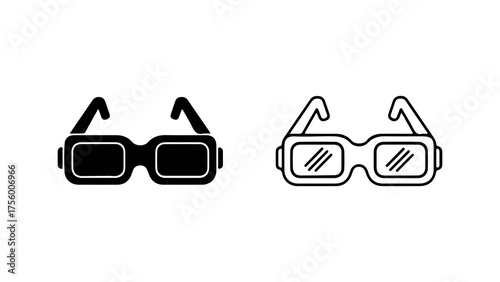 3d glasses outline and solid with transparent background