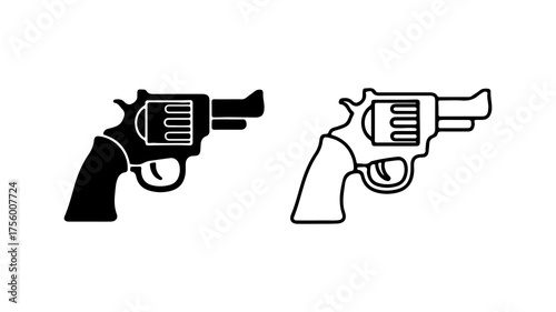 Revolver gun outline with transparent background