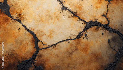 Cracked rusty surface with earthy tones