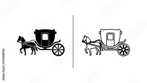 Horse drawn carriage outline with transparent background