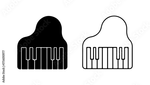 Piano keyboard outline with transparent background