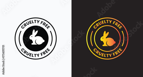 Cruelty Free label, logo, badge, icon, sticker, symbol, emblem, stamp, green, line, flat vector, isolated illustration. Cruelty free not tested on animals label for product packaging design