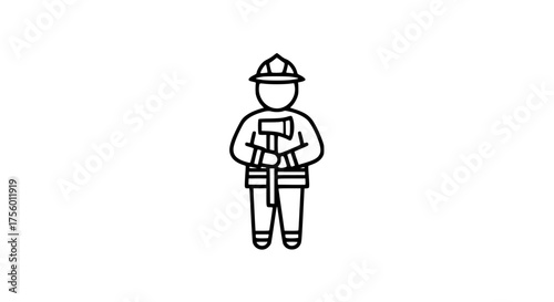 Emergency fire rescuer black white icon