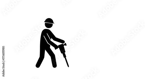Road worker using jackhammer