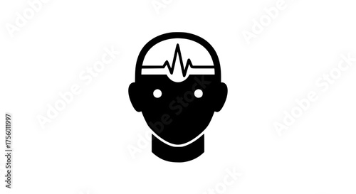 Thinking person neural icon black white icon
