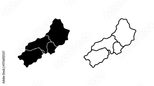 Map of country regions with transparent background