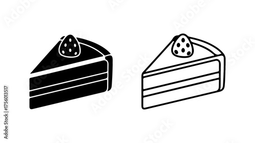 Cake slice with strawberry topping with transparent background