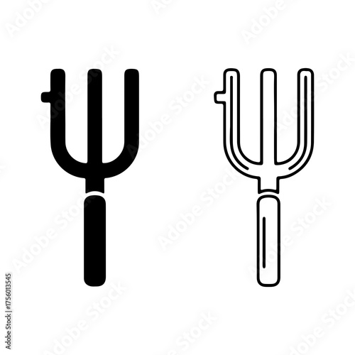 Garden pitchfork icons with transparent background