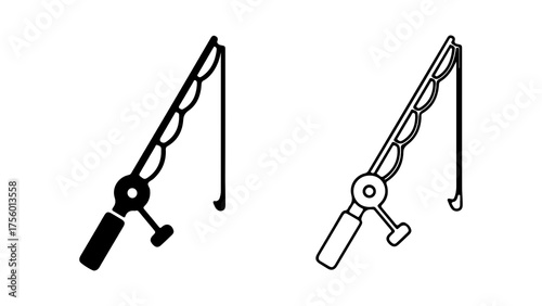 Fishing rod outline with transparent background