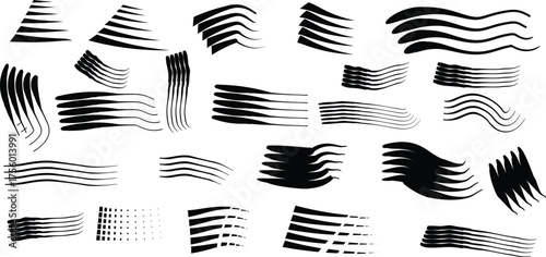 Black abstract brush strokes and wave shapes white