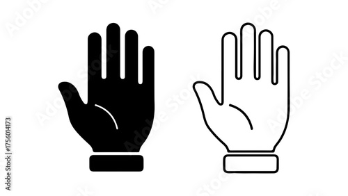 Hand icons with outline and solid fill with transparent background