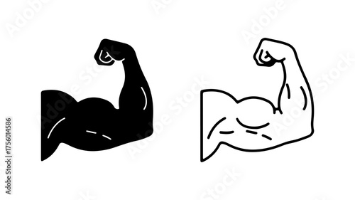 Strong arm muscle flexing with transparent background