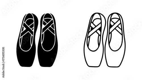 Ballet shoes outline with transparent background