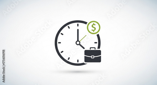 Clock with dollar sign and briefcase representing time is money and business investment concept created with generated ai