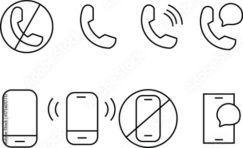 Phone and smartphone communication icons phone icon