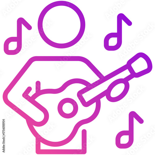 guitarist gradient line icon