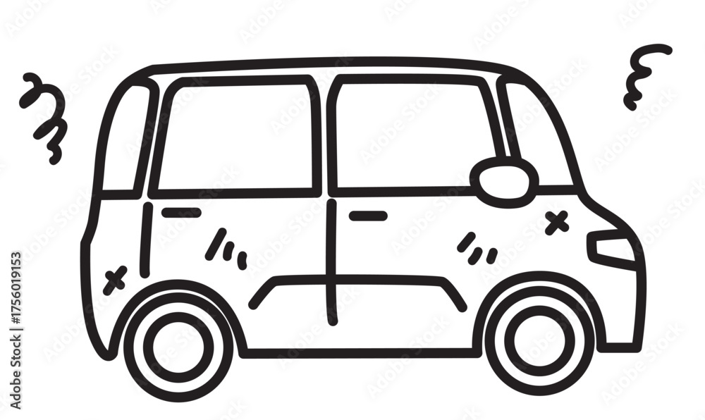 Fototapeta premium ボロボロの車_線画