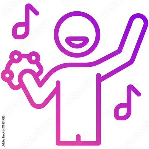 tambourine gradient line icon