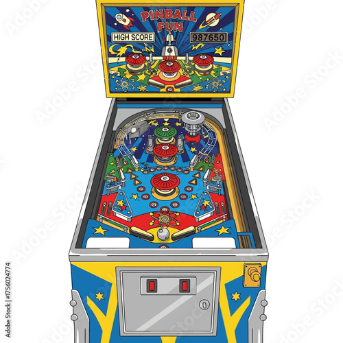 Classic Pinball Machine - A Colorful Arcade Game.