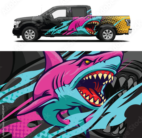 Fierce Shark Car Decal Vector – Aggressive Marine Predator Design