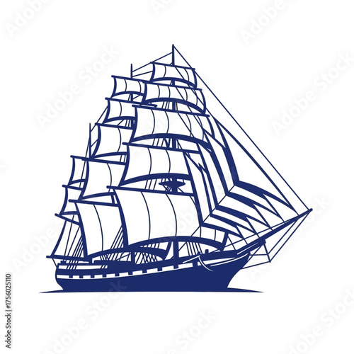 Elegant sailing ship navigating the vast ocean waters.