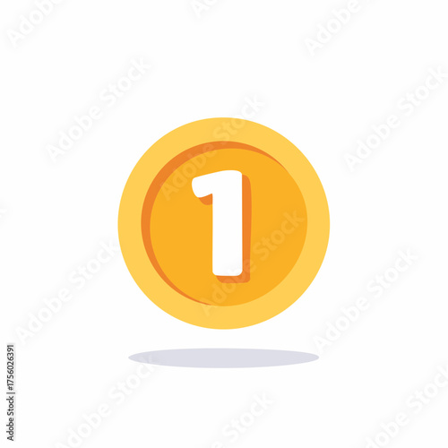Golden coin with number one illustration graphic design