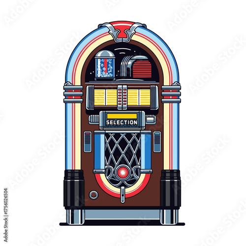 Vintage Jukebox Illustration - A Classic Retro Music Player.